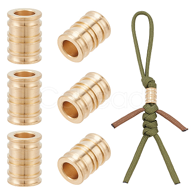 6Pcs Antique Style Groove Column Shape Brass Beads FIND-NB0005-34G-1