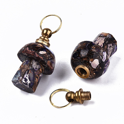 Assembled Synthetic Bronzite and Imperial Jasper Openable Perfume Bottle Pendants LS-G-S366-057E-1