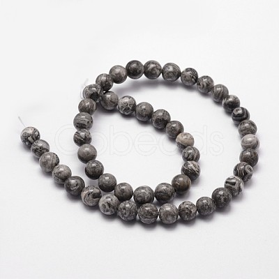 Natural Map Stone/Picasso Stone/Picasso Jasper Beads Strands G-G735-27-8mm-1