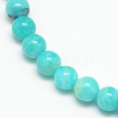 Natural Gemstone Amazonite Round Beads Strands G-O017-8mm-08C-1