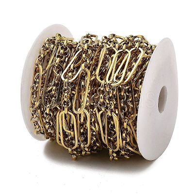 Ion Plating(IP) 304 Stainless Steel Oval Link Chains CHS-G039-02A-G-1
