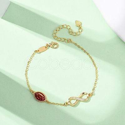 Sports Brass Micro Pave Cubic Zirconia Infinity Link Bracelets BJEW-D386-01C-G-1