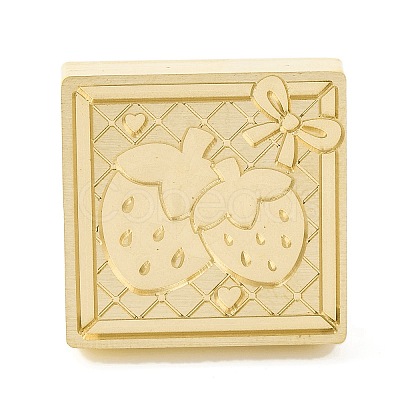 Golden Tone Square Wax Seal Brass Stamp Heads AJEW-Z034-01G-07-1