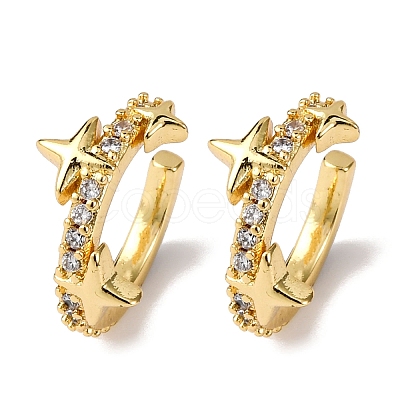 Brass Micro Pave Clear Cubic Zirconia Cuff Earrings EJEW-D328-02G-03-1