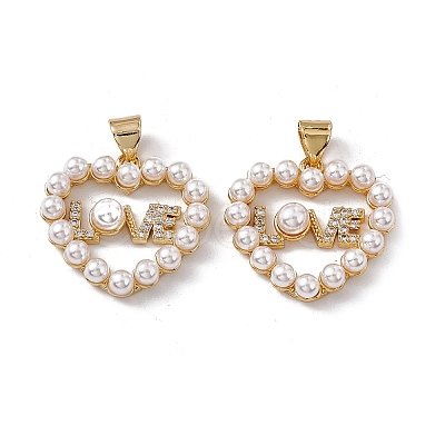 Brass Micro Pave Cubic Zirconia Pendants KK-B061-06G-1