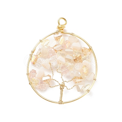 Electroplate Glass Pendants PALLOY-JF01546-05-1