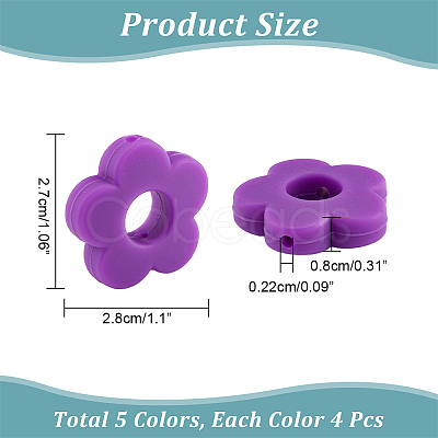 20Pcs 5 Colors Food Grade Eco-Friendly Silicone Beads SIL-NB0001-14B-1