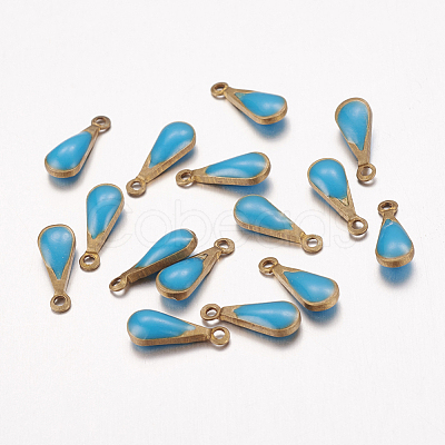 Antique Golden Plated Brass Enamel teardrop X-KK-Q571-01C-1