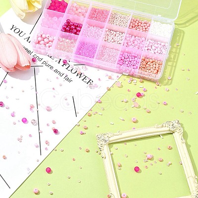 Transparent Glass Beads with Seed Beads GLAA-FS0001-82-1