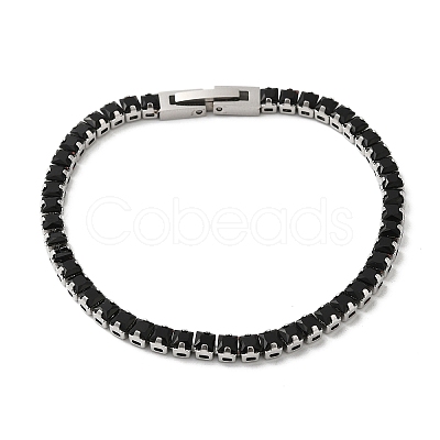 Black Cubic Zirconia Tennis Bracelet BJEW-M301-01P-01-1