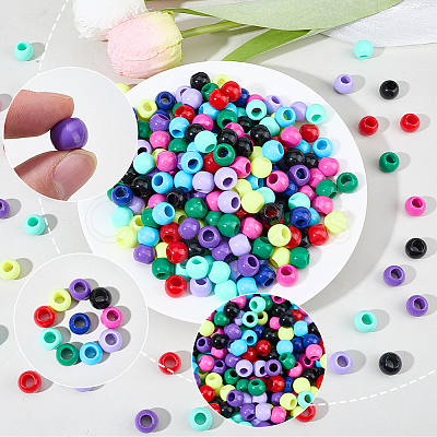 300Pcs 10 Colors Opaque Acrylic Beads SACR-SP0001-53A-1