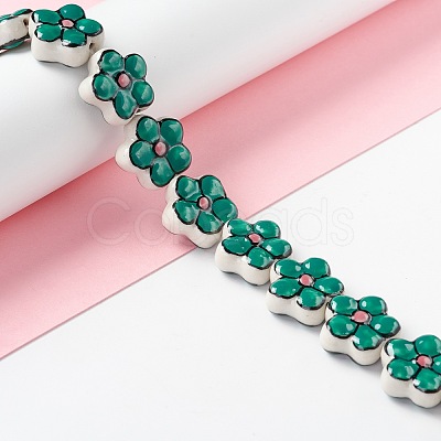 Handmade Porcelain Flower Beads Strands PORC-F003-01I-1