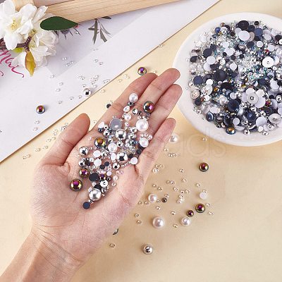 60g Resin patch multi size mixed pearl patch DIY jewelry accessories(2 bags) JX586N-1