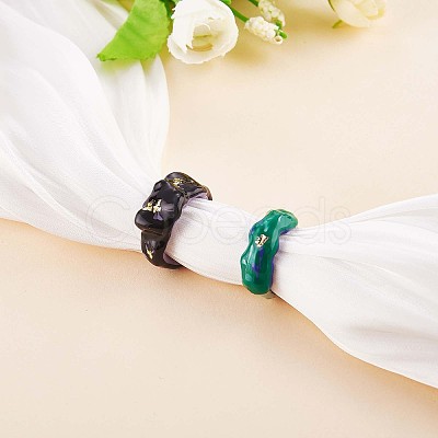 Glitter Enamel Twist Wave Open Cuff Ring JR923A-1