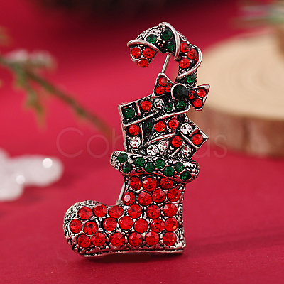 Christmas Theme Zinc Alloy Rhinestone Brooches for Backpack Clothes LS-LK8386-12-1