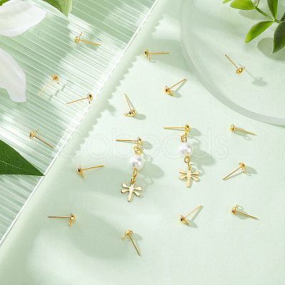 400Pcs Brass Stud Earring Findings KK-DC0001-02-1