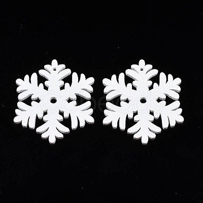 Christmas Theme Spray Painted Wood Pendants WOOD-N005-32-1