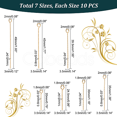 PANDAHALL ELITE 70Pcs 7 Styles Brass Twist Eye Pins KK-PH0010-29-1