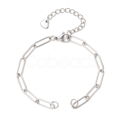 304 Stainless Steel Paperclip Chain Bracelet Making AJEW-JB01583-1