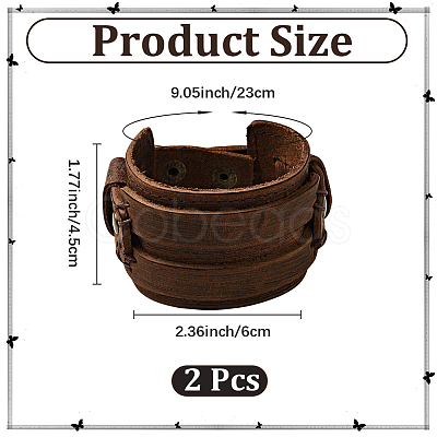 2Pcs Cowhide Cord Wide Cord Bracelets BJEW-CL0001-63A-1