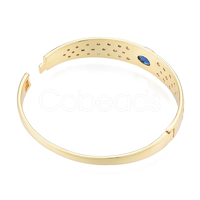Cubic Zirconia Oval Hinged Bangle BJEW-G651-10G-02-1