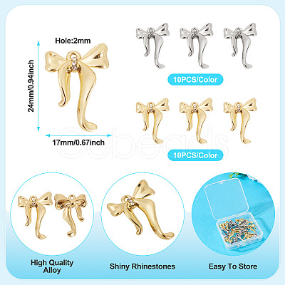 20Pcs 2 Colors Alloy Rhinestone Pendants FIND-TA0007-86-1