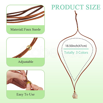3Pcs Faux Suede Macrame Pouch Pendant Necklaces NJEW-TAC0051-02-1