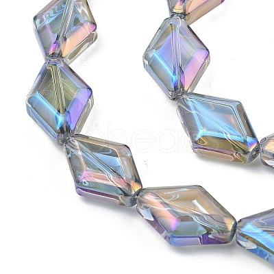 Electroplate UV Plating Glass Beads Strands EGLA-B010-01A-HP04-1