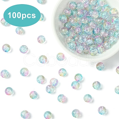 100Pcs Transparent Crackle Glass Bead Strands GLAA-YW0004-46F-1