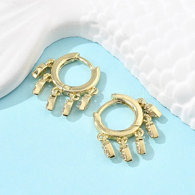 Brass Micro Pave Clear Cubic Zirconia Huggie Hoop Earrings EJEW-K083-45G-1