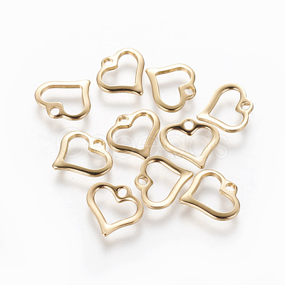 201 Stainless Steel Open Heart Charms STAS-L233-022G-1