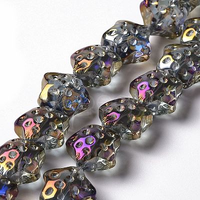 Transparent Electroplate Glass Beads Strands GLAA-C025-01G-1