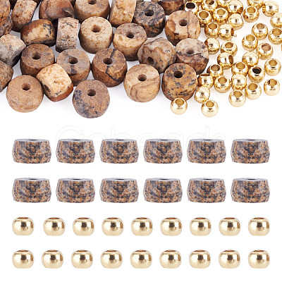50Pcs Natural Picture Jasper Beads G-TAD0001-12-1