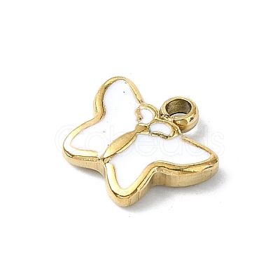 304 Stainless Steel White Enamel Charms STAS-L022-439G-02-1