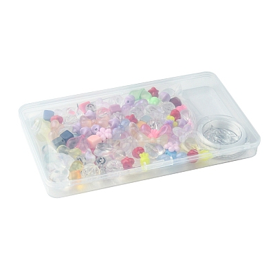 106Pcs 11 Styles Transparent Mixed Colors Acrylic Beads with Strong Stretchy Beading Elastic Thread OACR-FS0001-60-1