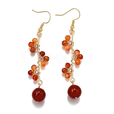 Natural Carnelian Earrings Dangle Earrings EJEW-TA00653-01-1