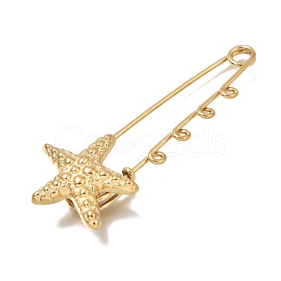 Starfish 304 Stainless Steel Safety Pins Brooch Findings SA-CBAB767-06C-G-1