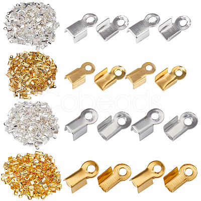 1200Pcs 4 Style Iron Folding Crimp Ends IFIN-SP0001-07-1