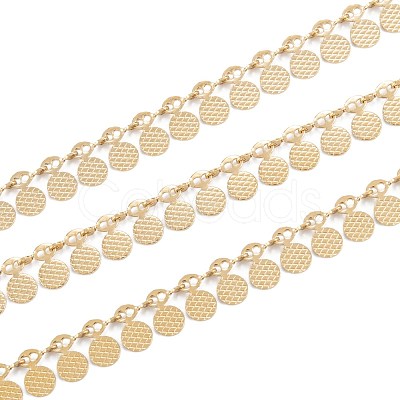 Handmade PVD Vacuum Plating 304 Stainless Steel Wafer Charms Chains CHS-M004-12G-1