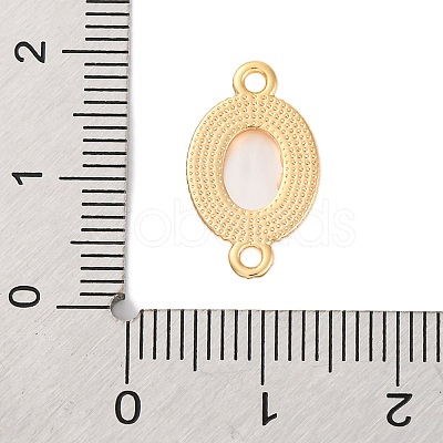 Brass Pave Natural Shell Oval Links Connector Charms KK-S403-10G-1