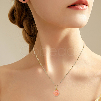 10Pcs Natural Agate Peach Charms with Brass Jump Rings G-BBC0001-62-1