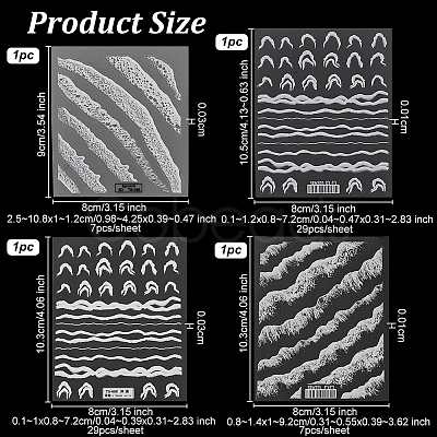 4 Sheets 4 Style 5D Nail Art Stickers STIC-OC0001-04-1