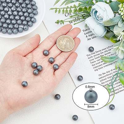 4 Strands Frosted Non-magnetic Synthetic Hematite Round Beads Strands G-OC0001-98-1