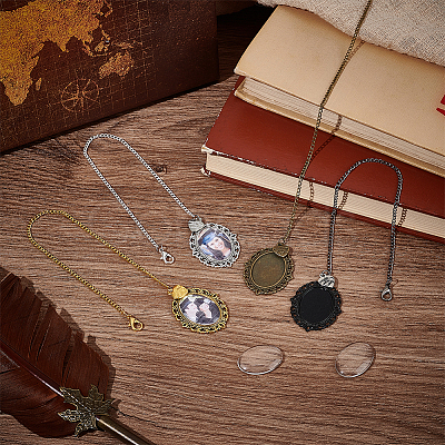 DIY Blank Oval Pendant Decorations Making Kits HJEW-AB00677-1