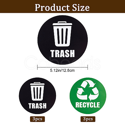 6Pcs 2 Styles PVC Garbage Recycle Trash sign stickers DIY-WH0043-40-1