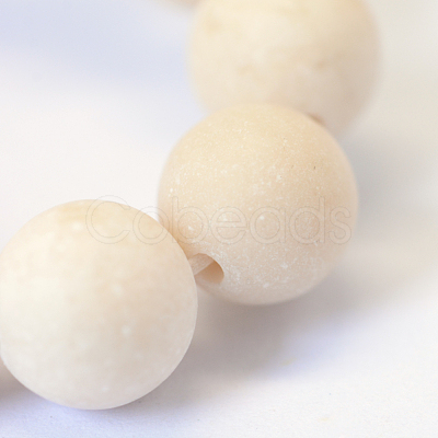 Frosted Natural Fossil Round Bead Strands X-G-E334-4mm-22-1