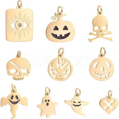10Pcs 10 Style 304 & 316 Surgical Stainless Steel  Pendants STAS-UN0033-44-1