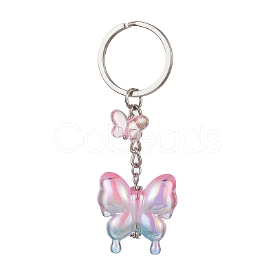 4Pcs Glass & Acrylic Butterfly Keychain KEYC-JKC00649-1