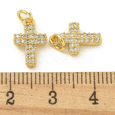 Rack Plating Brass Micro Pave Clear Cubic Zirconia Charms KK-Z067-23G-09-1