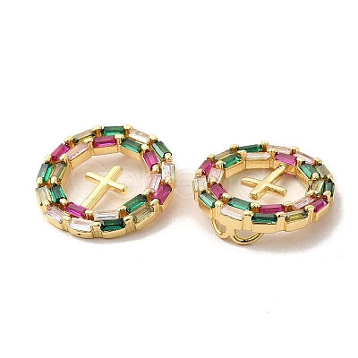 Brass Micro Pave Cubic Zirconia Pendants KK-A180-14G-01-1